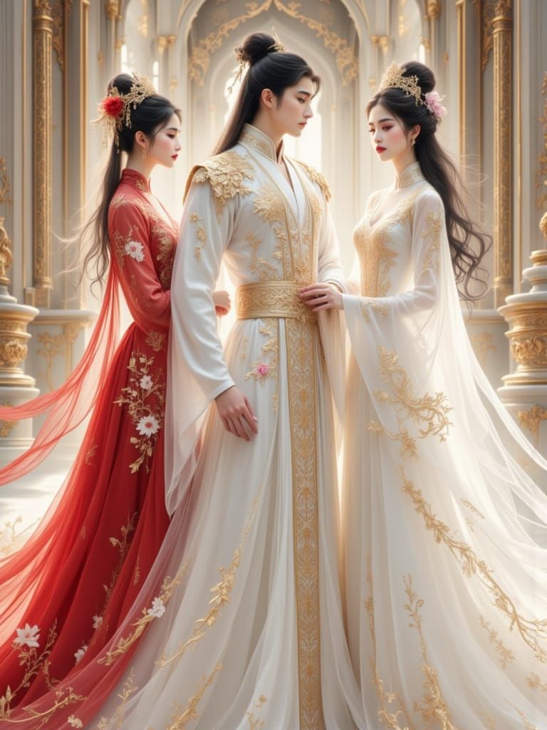 Elegant Chinese Figures in Donghua Style