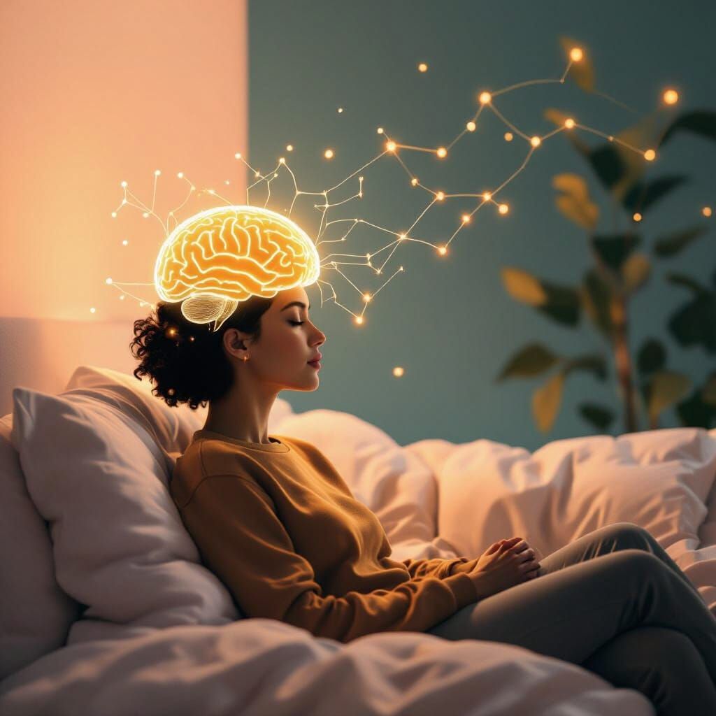 Glowing Brain Hemisphere with Neural Pathways