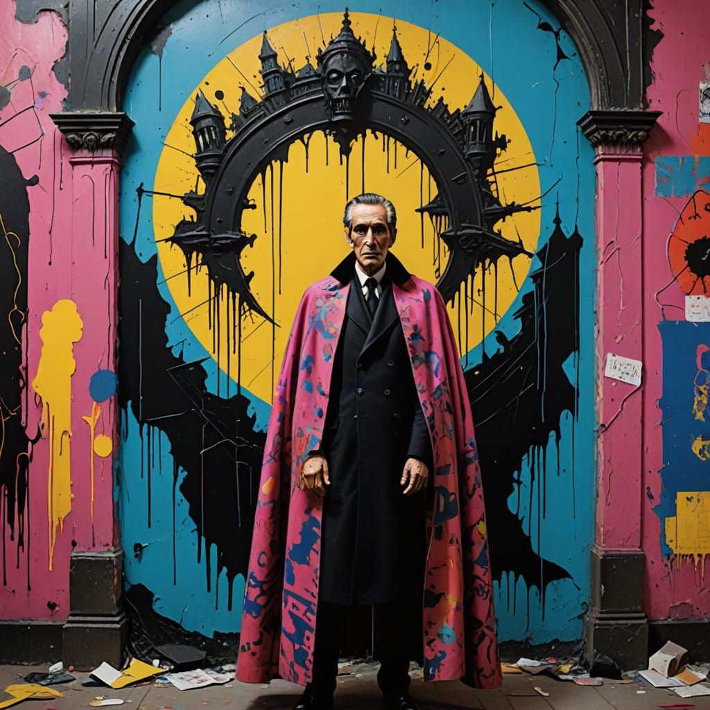 Ethereal Gothic Dracula in Opulent Velvet and Tattered Black...