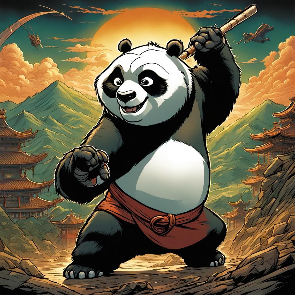 Kung Fu Panda in Comic Book Style