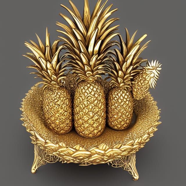Diamond Pineapple in Crystal Cave: 3D Render
