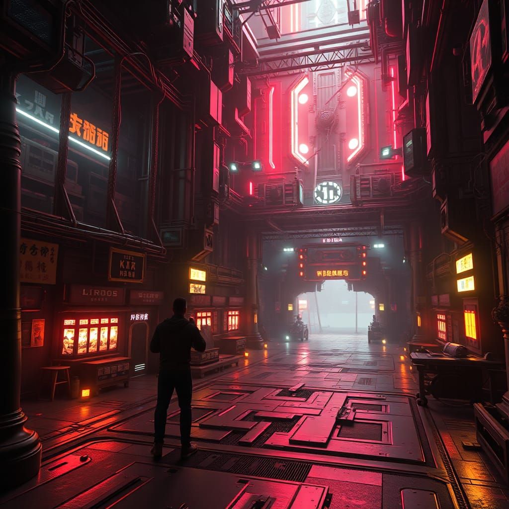 Retro-Futuristic 3D Cinematic Game Scene