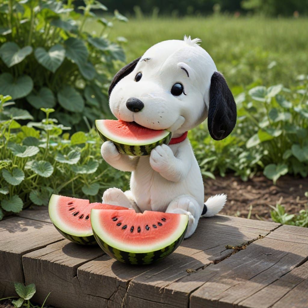 Snoopy Eating Watermelon
