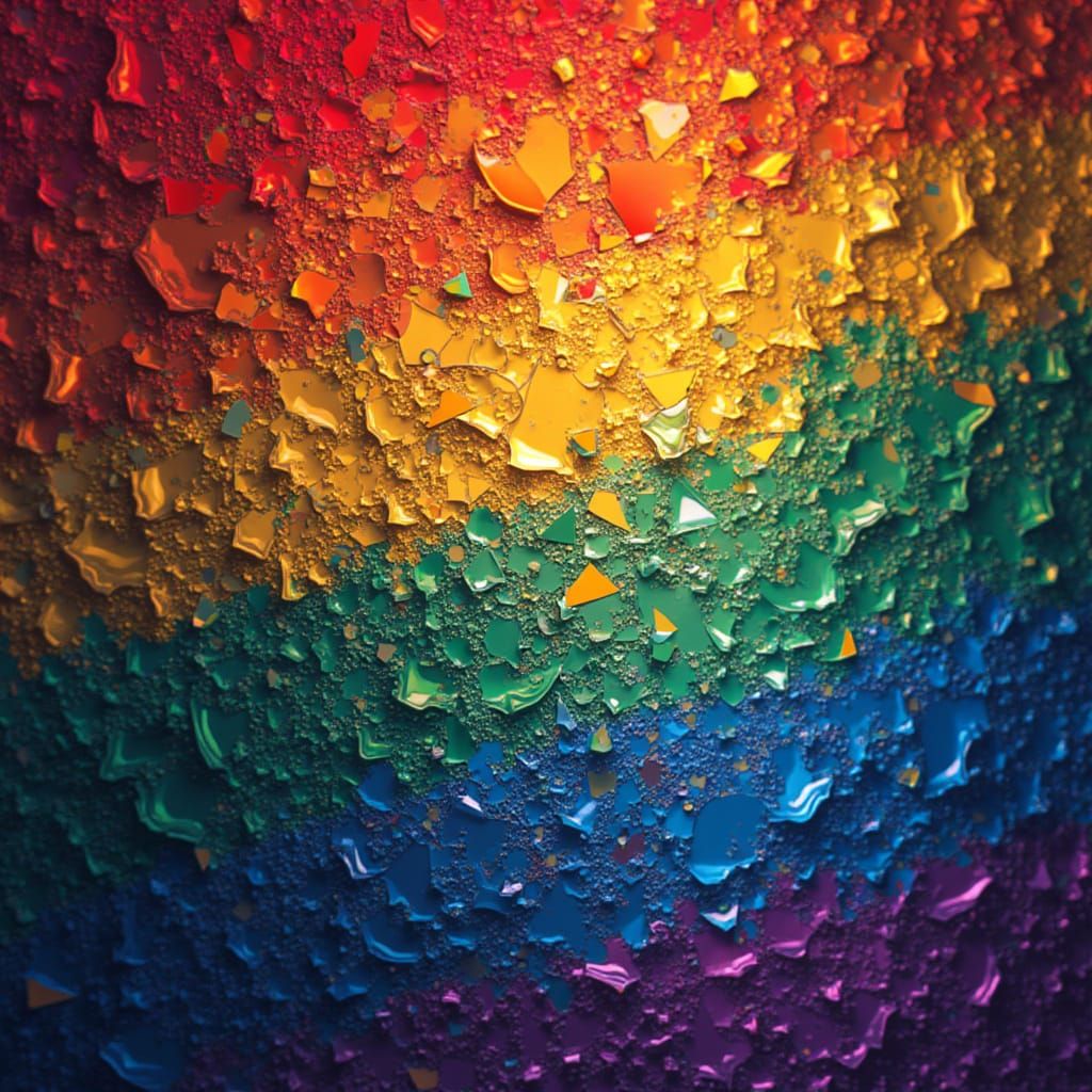 Stunning Cyberpunk Shattered Glass Pattern in Pride Flag Col...