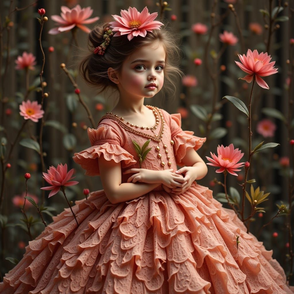 Sultry Vogue Model in Exquisite Photorealistic Pink Dress