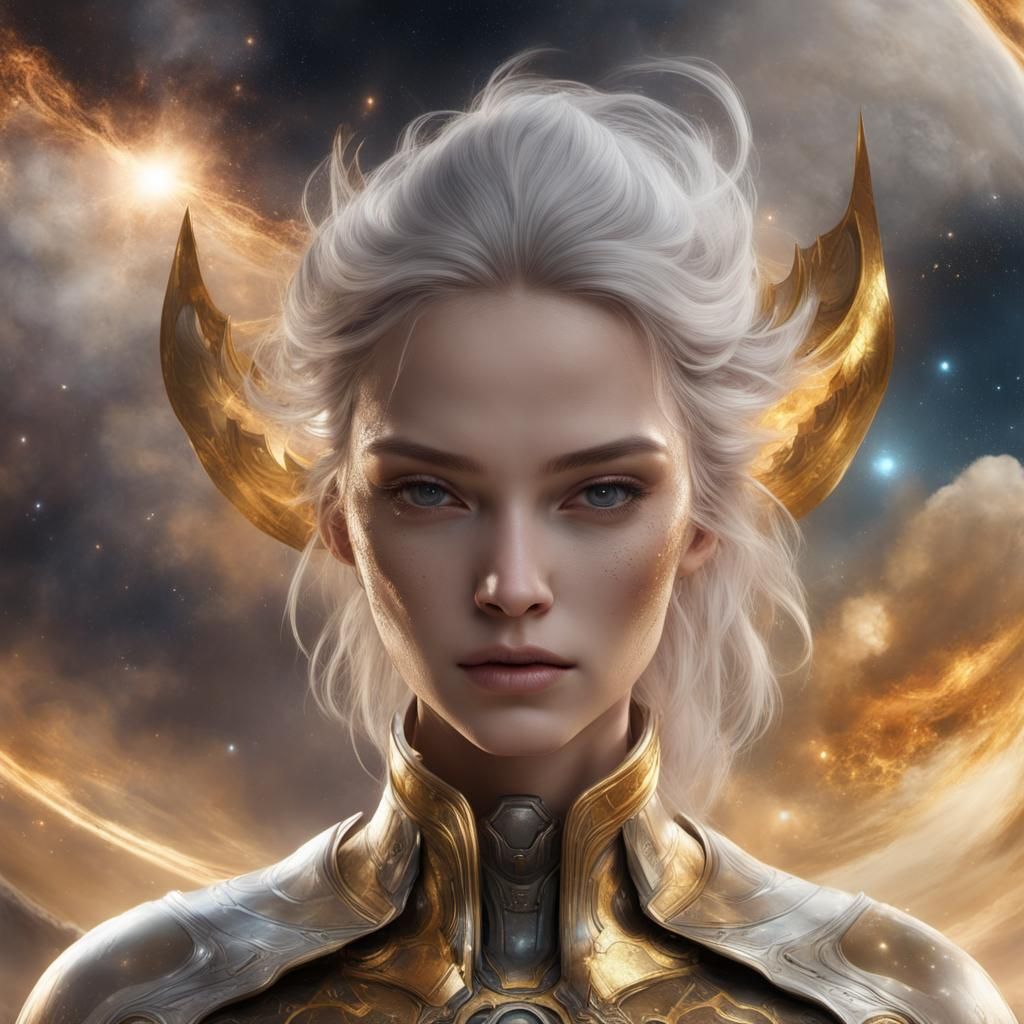 Godlike Face Amidst Cosmic Clouds, Matte Painting