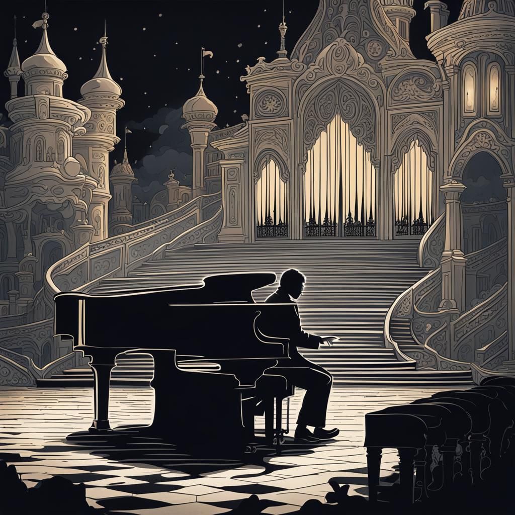 Dark Fantasy Piano Player Escaping Performance