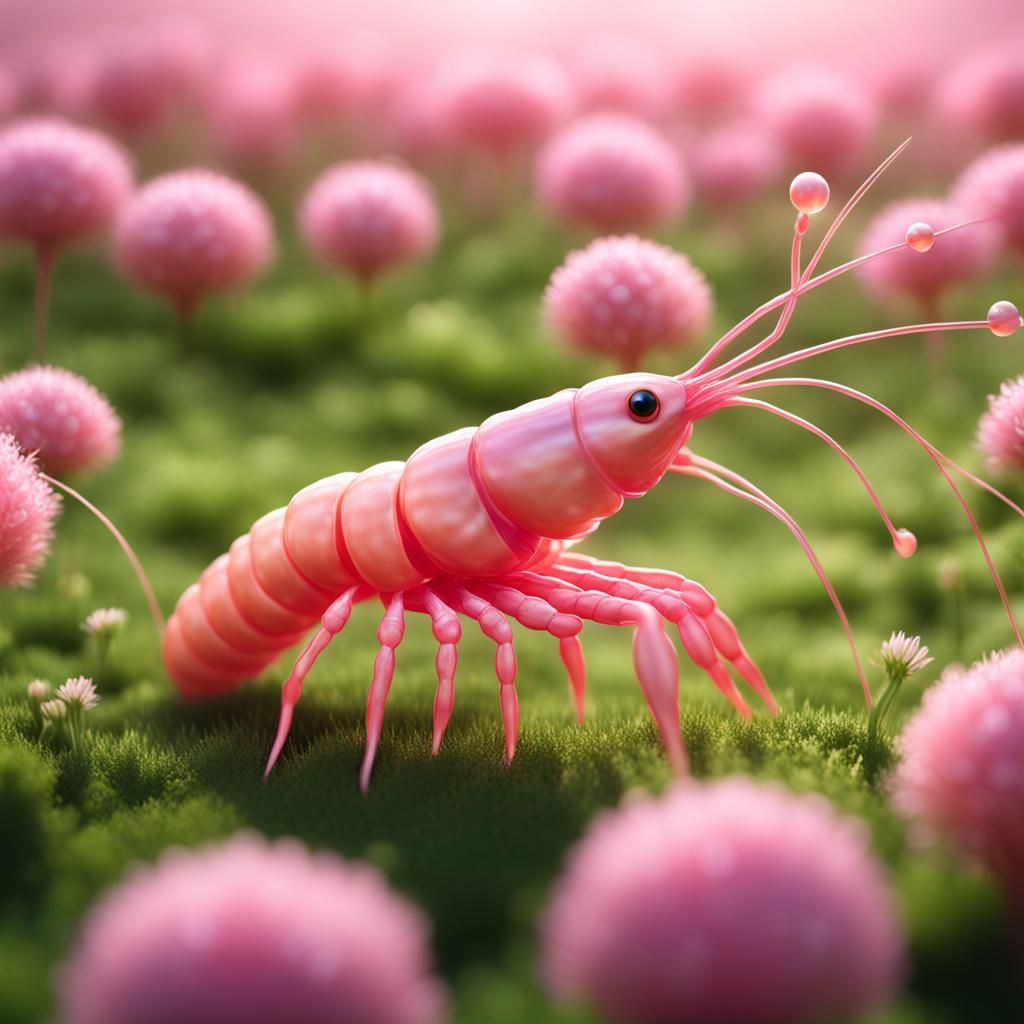 Epic Cute Shrimp Made of Shiny Pink Plastic