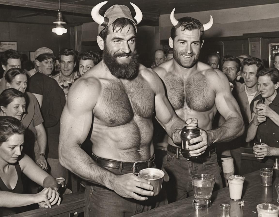 Paul Bunyan Shirtless Bartender Serving Moscow Mules