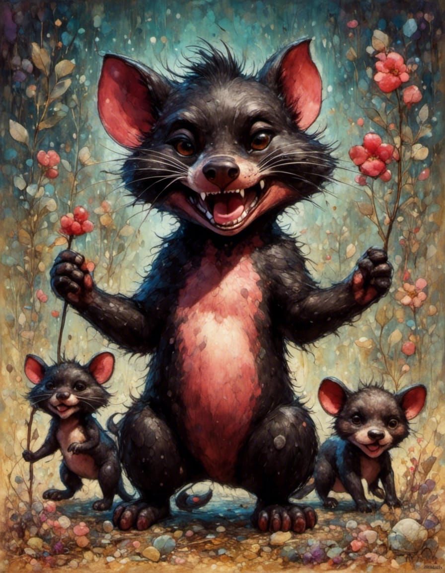 Humorous Tasmanian Devil Puppy Cartoon