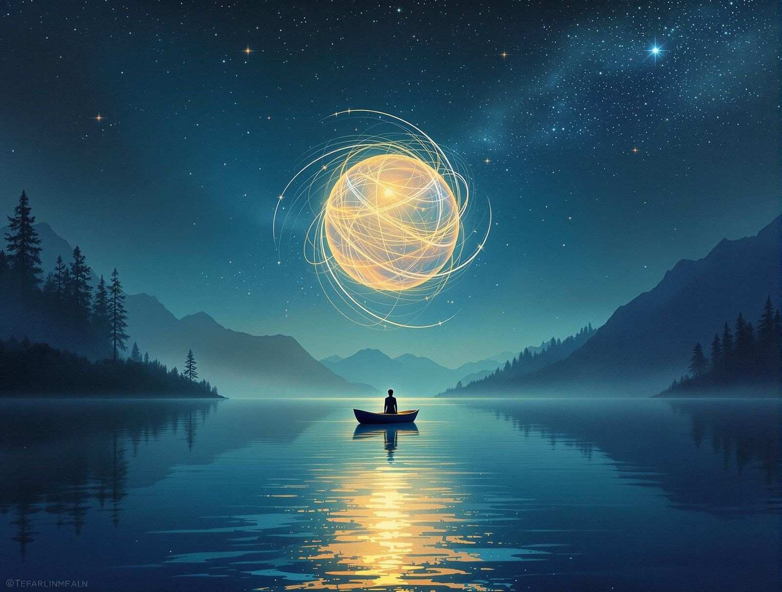 Surreal Twilight by the Glowing Lake