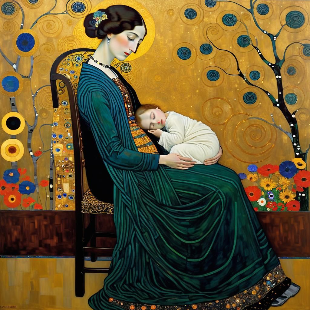 Elderly Woman Portrait in Art Nouveau Style