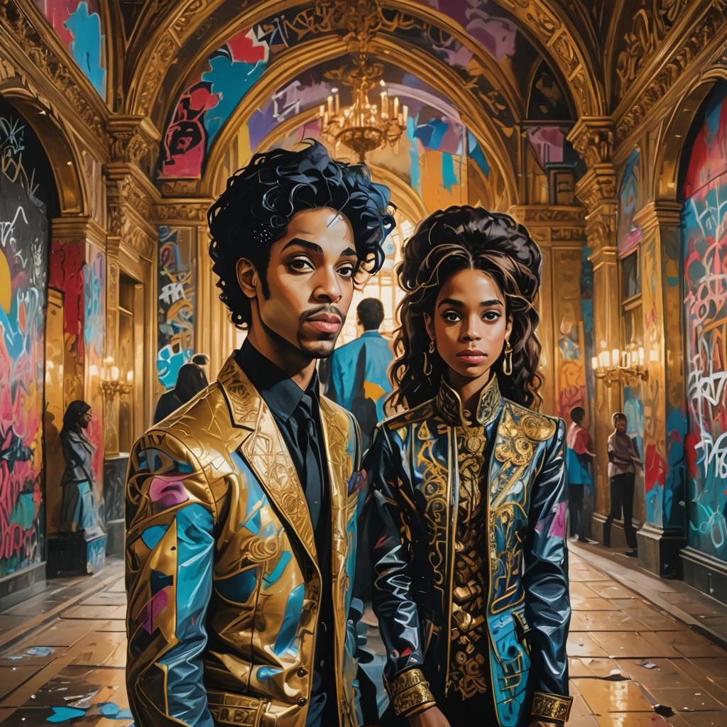Prince and Woman: Graffiti Art Portrait
