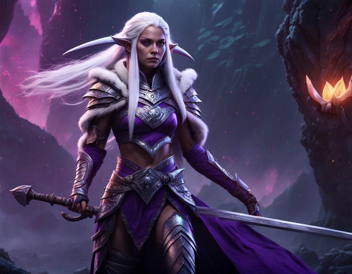 Alien Woman with Sword: Detailed Matte Painting