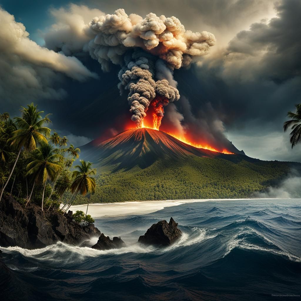 Toba Super-Eruption Begins: Indonesian Coastline View