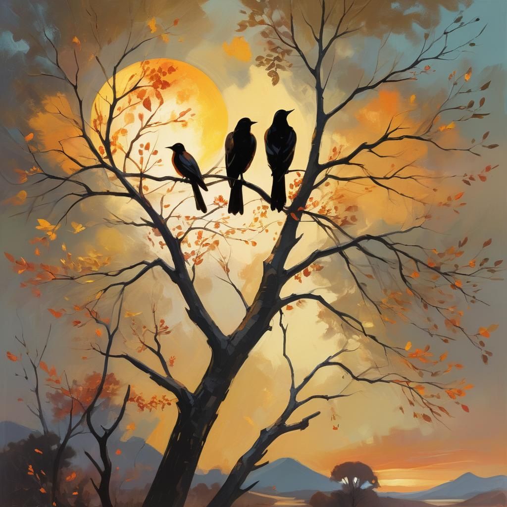 Serene Landscape: Two Figures in Expressive Oil Painting