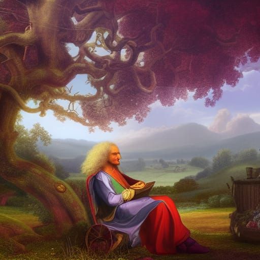 Newton in Heaven: Detailed Matte Painting
