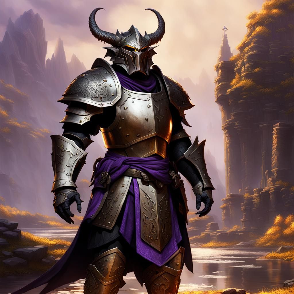 Dragonborn Paladin in Armor: Dark Fantasy Concept Art