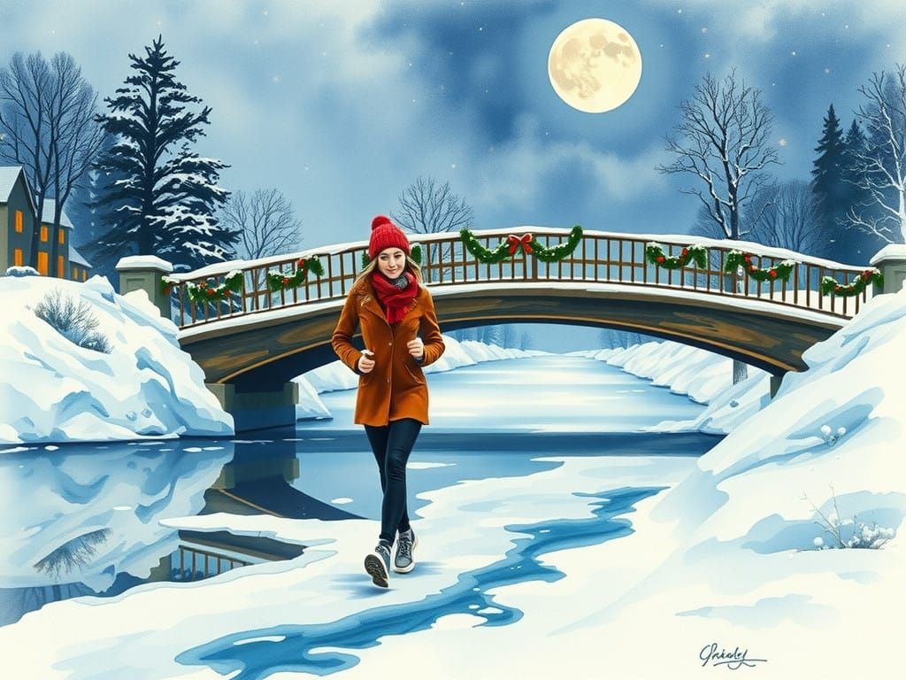 Elegant Winter Scene as Watercolour Painting