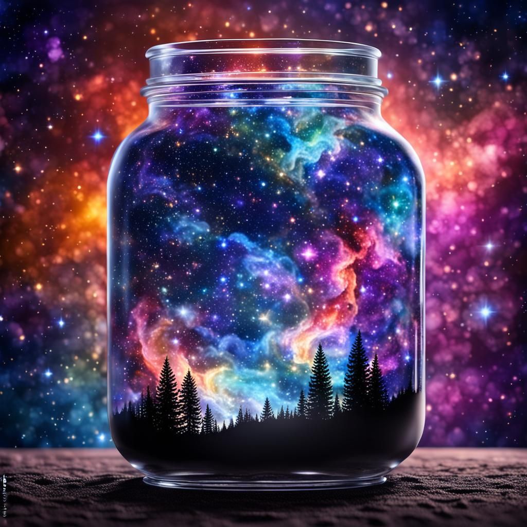World in a Jar Against Starry Galaxy
