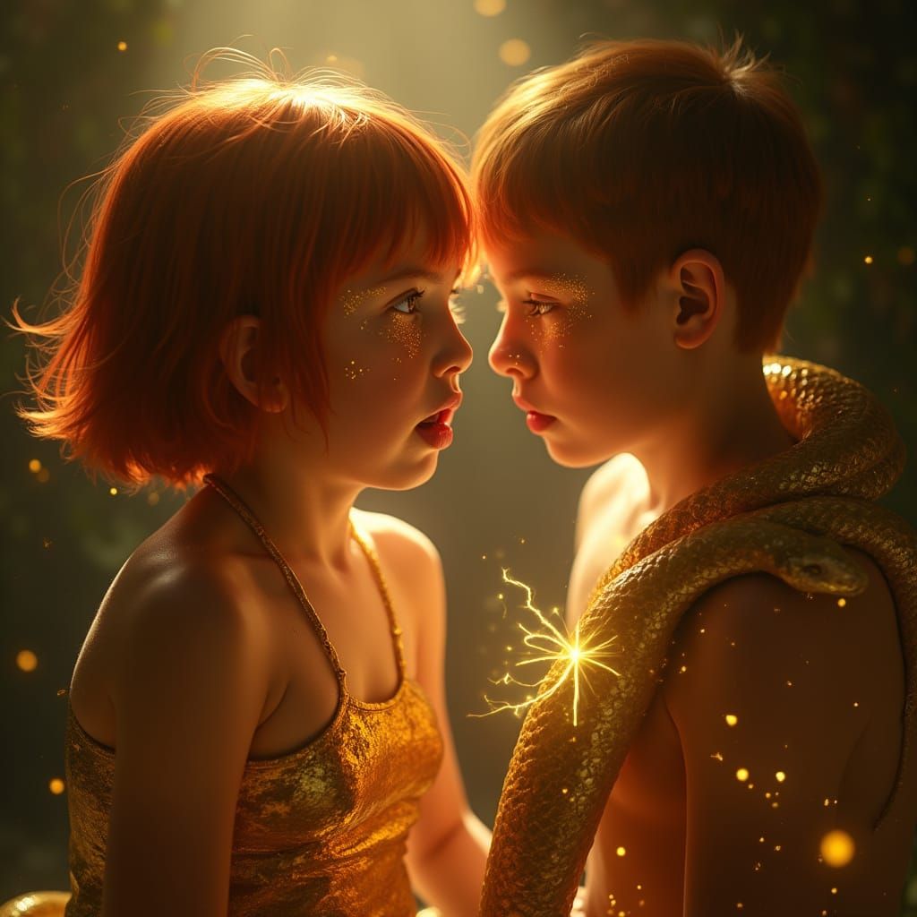 Hypnotized Girl in Forest with Golden Light