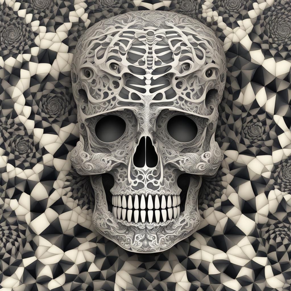 Betty Boop Skeleton in Abstract Vector Style