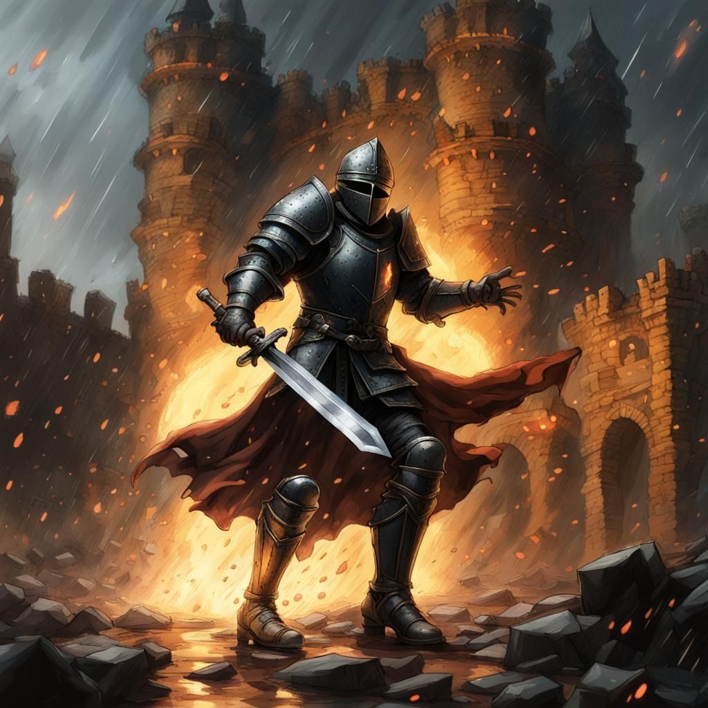 Knight in fire
