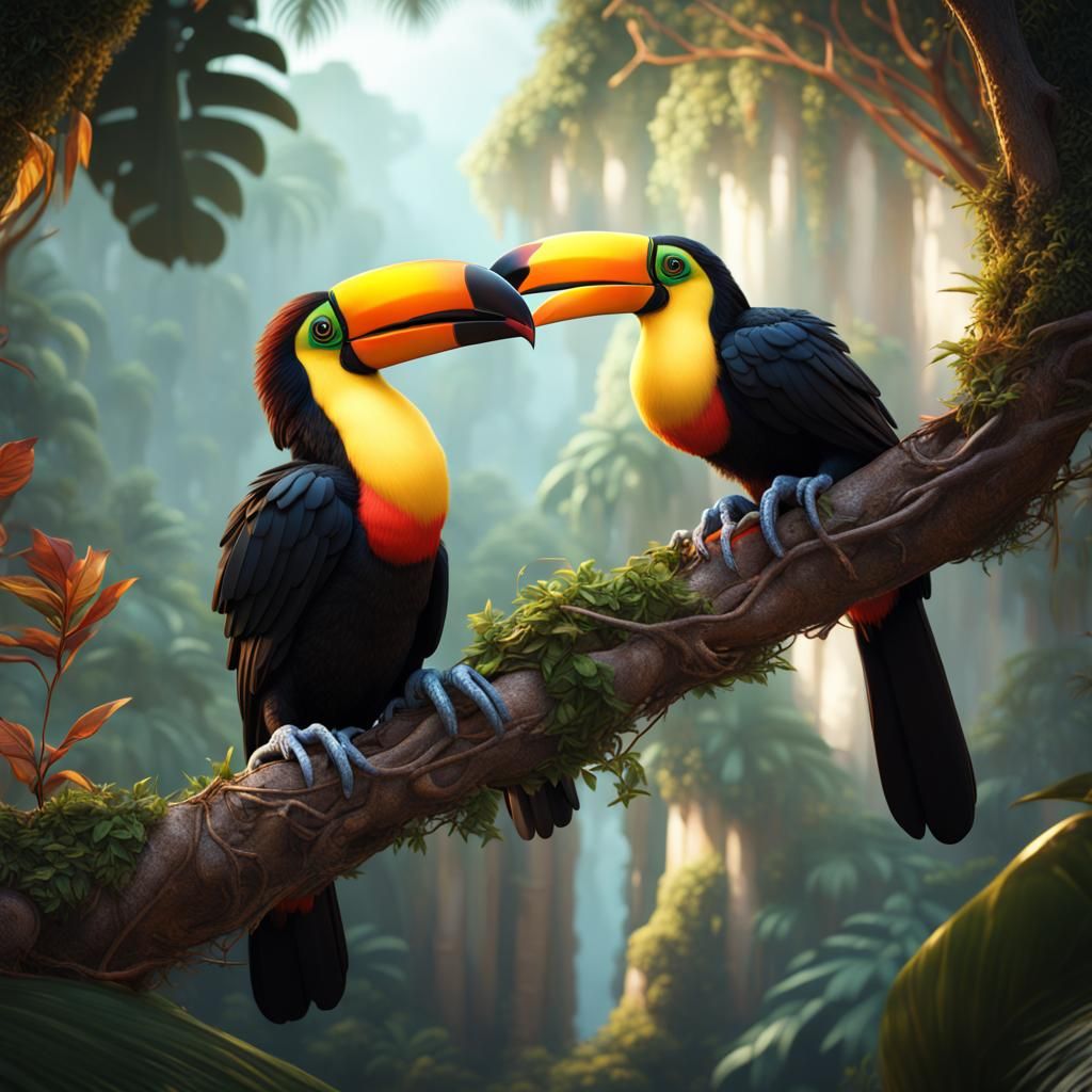 Toucans in a Nest: Detailed Matte Painting