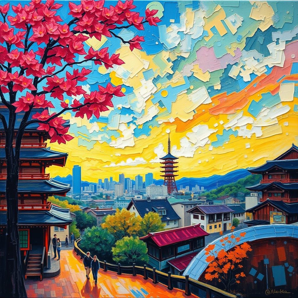 Neo-Expressionist Japanese Landscapes and Cityscapes