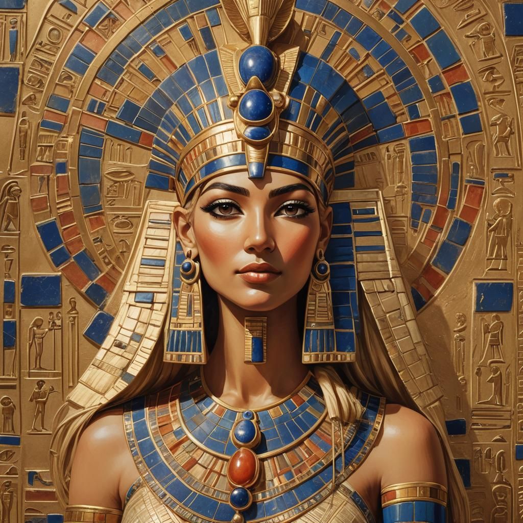 Elegant Blonde Woman in Ancient Egyptian Portrait