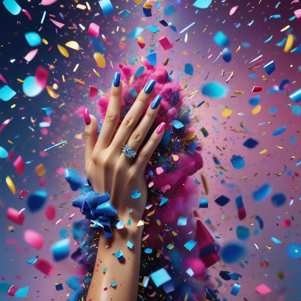 Confetti Avalanche Hand: Hyperrealistic LaChapelle Style