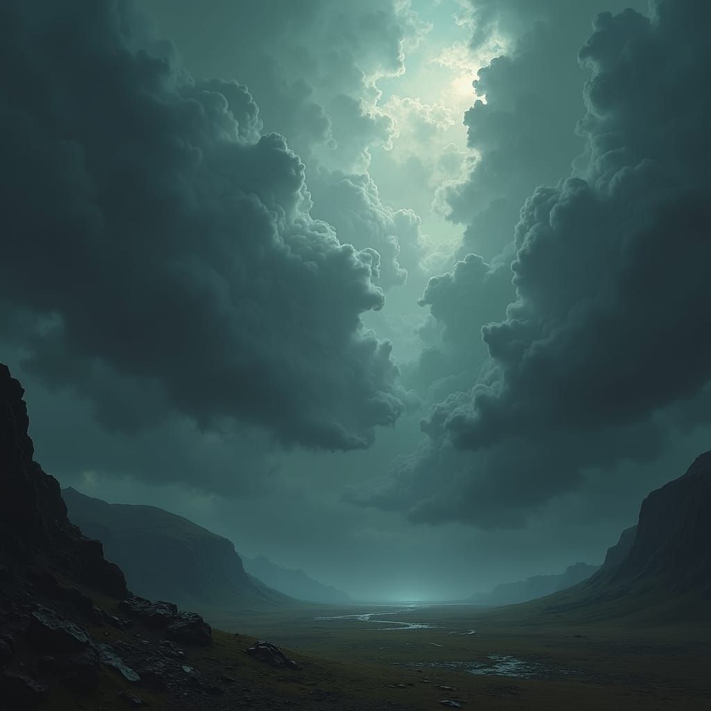 Epic Dystopian Landscape with Dramatic Lighting