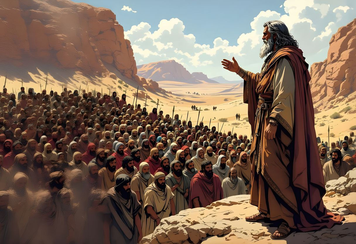 Moses Addresses Crowd in Desert, Comic Art