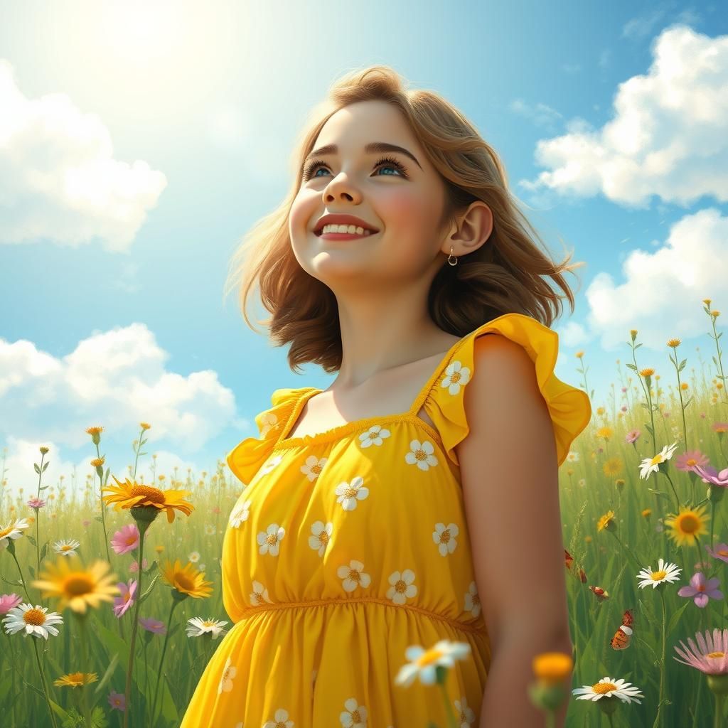 Woman in Floral Dress, Impressionistic Style