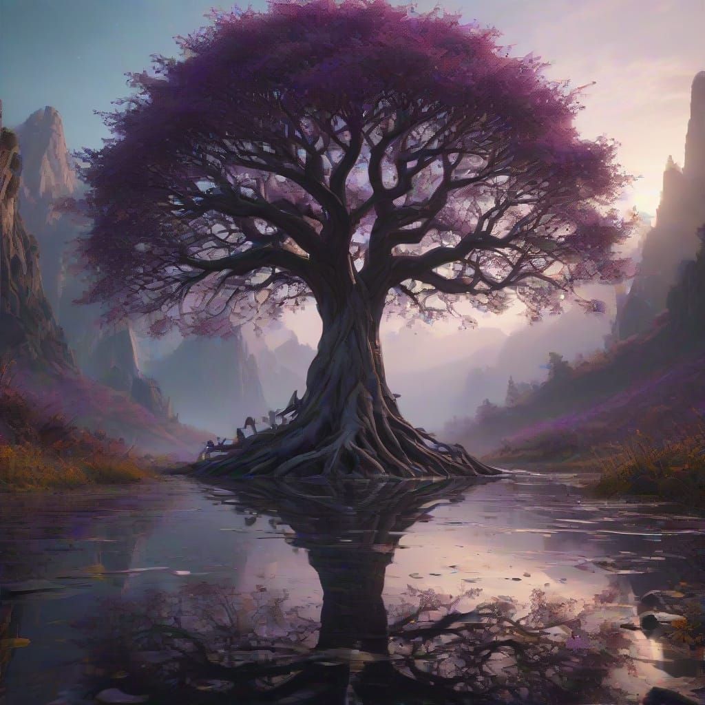 Ethereal Fractal Tree Radiates Cosmic Energy