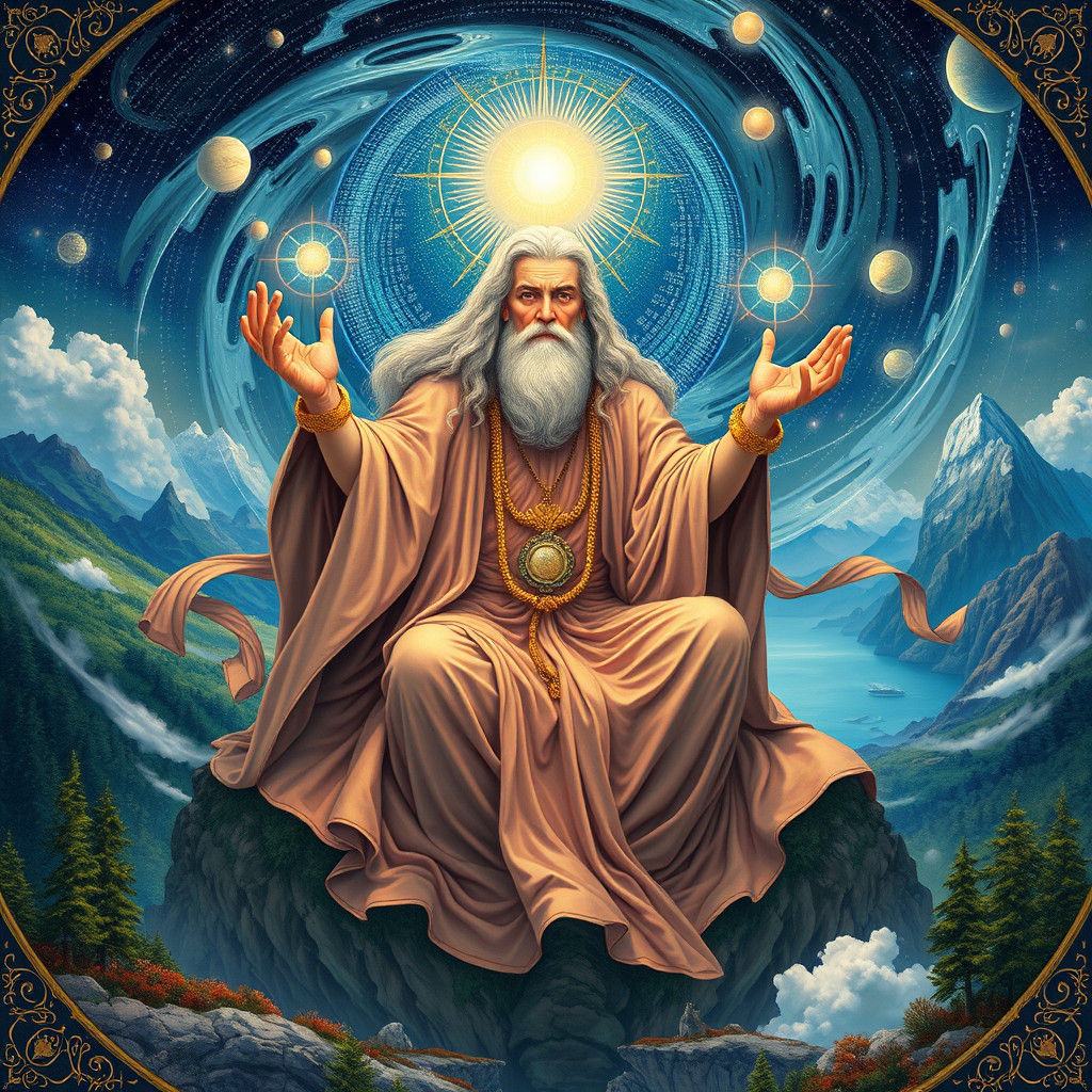 Deity Shaping the Universe with Code, Mystical Art