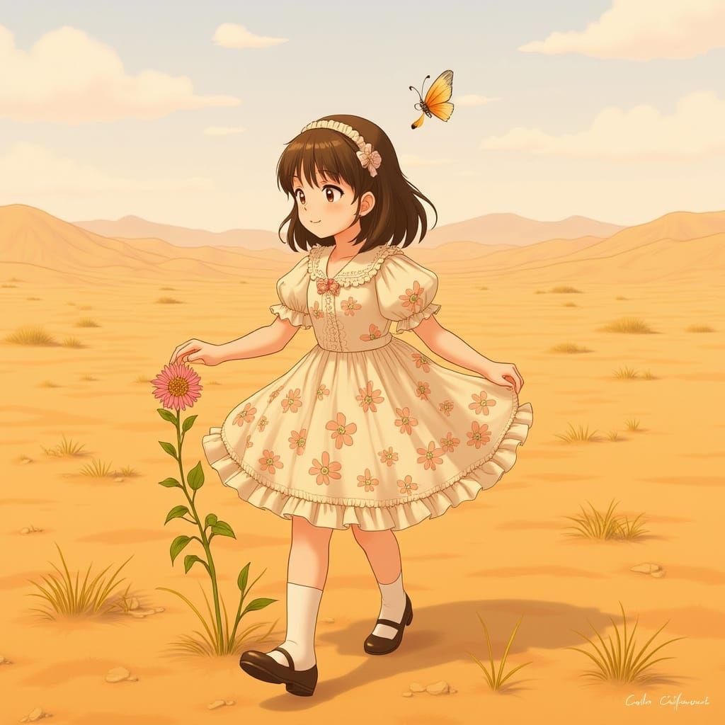 Butterfly's Desert Journey: Whimsical Ethereal Art