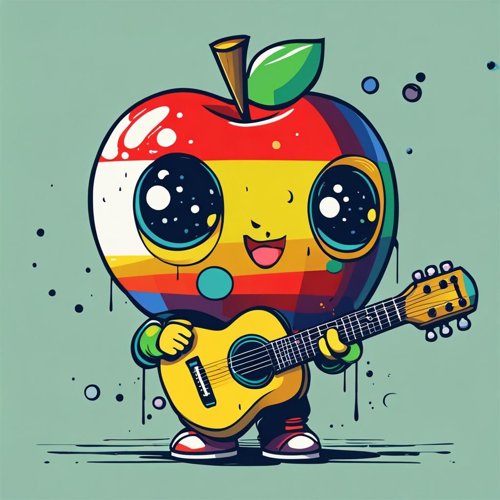 A cute apple in chibi style.
