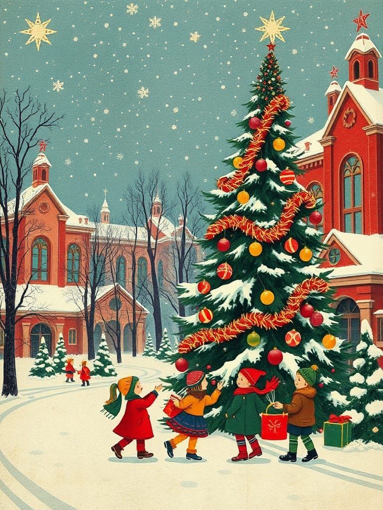 Vintage Soviet New Year Children's Illustration