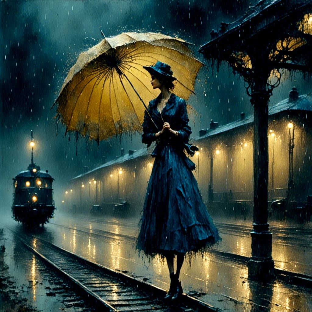 1940s Train station....she ponders life at this juncture.