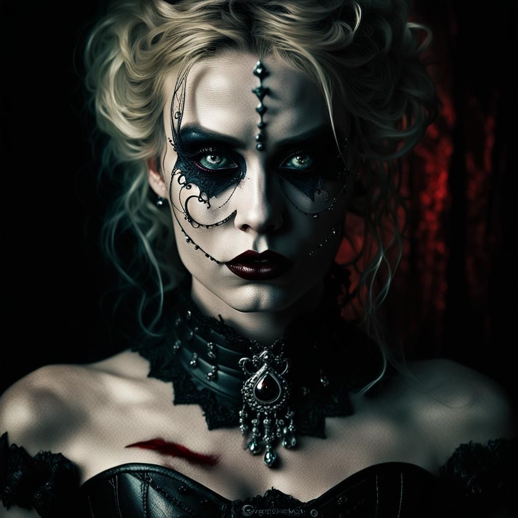 Gothic Woman in Dark Elaborate Corset