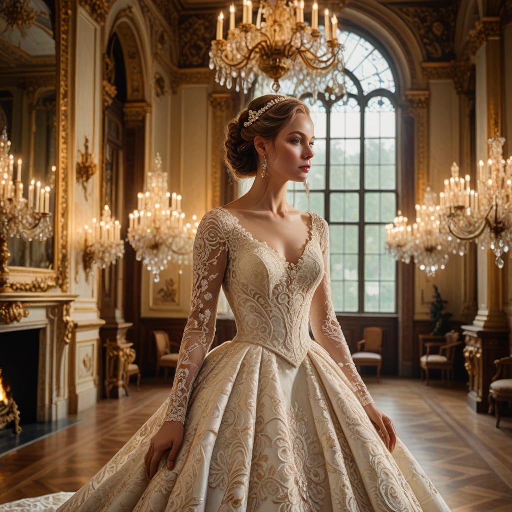 Elegant Renaissance-Inspired Bride in Grand Ballroom
