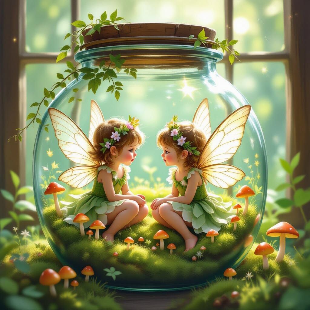 Magical Fairy Girls in Ornate Jar