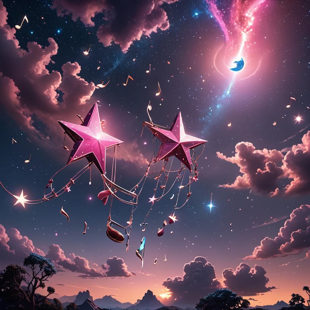 Pastel Stars Meet in Musical Night Sky