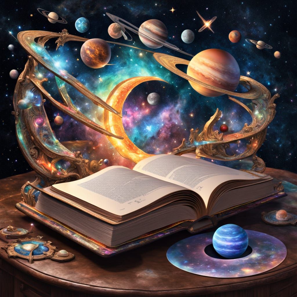 Cosmic Book Opens to Reveal Astral Universe Illustration