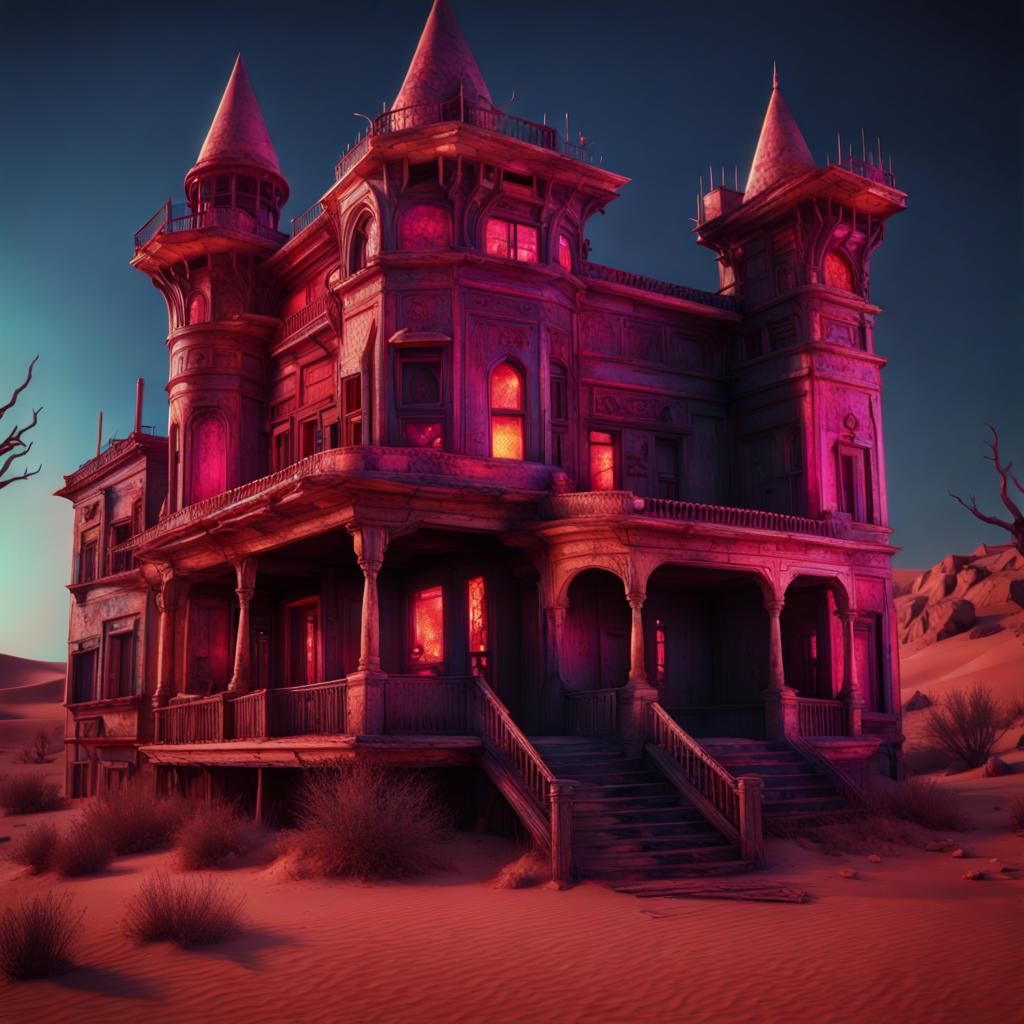 Arcadian Desert Castle in Retro Post-Apocalyptic Style