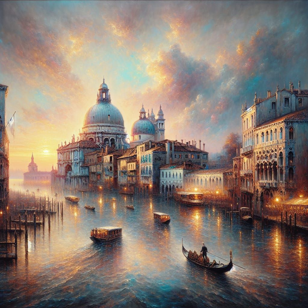Enchanting Oil Painting of Venice, Italy in Impressionist St...
