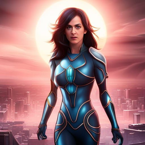 Katy Perry as Blue Beetle, Detailed Matte Painting