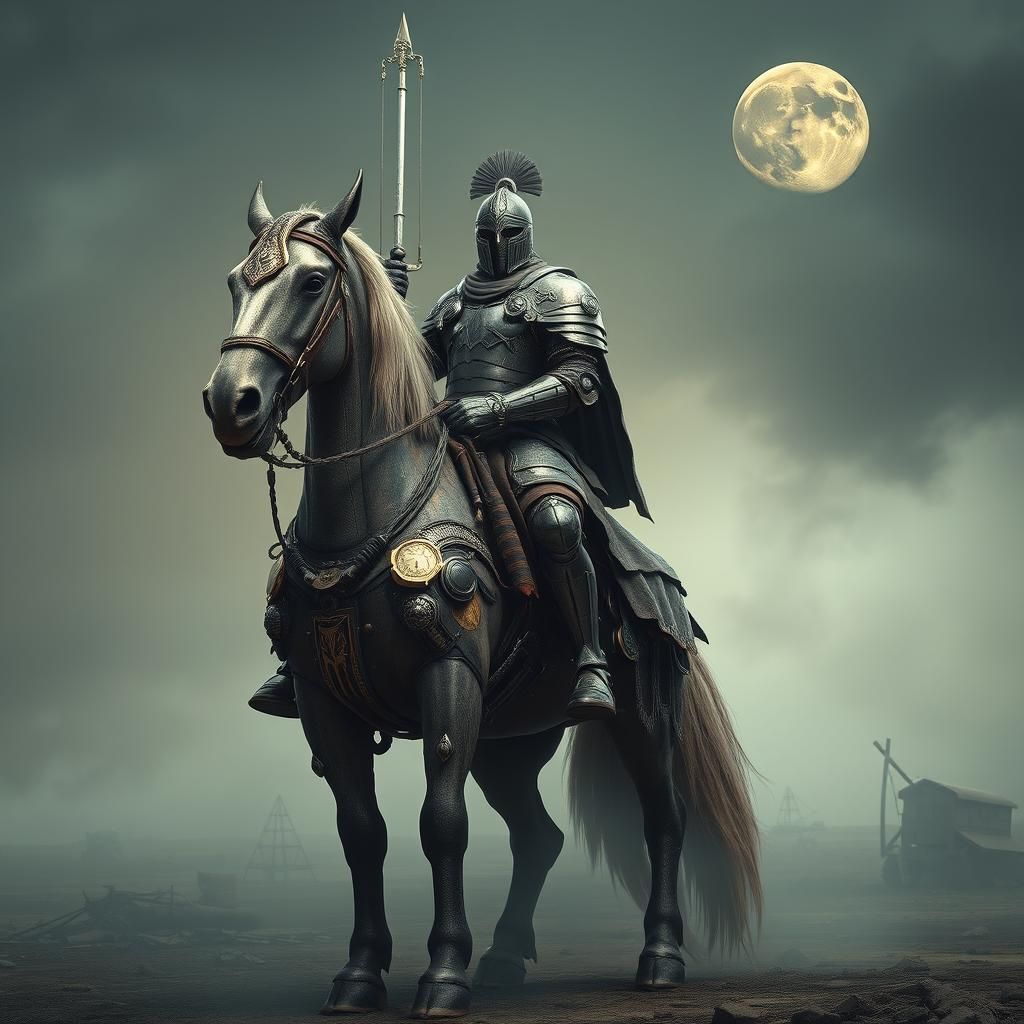 Knight in Post-Apocalyptic Wasteland, as Digital Art