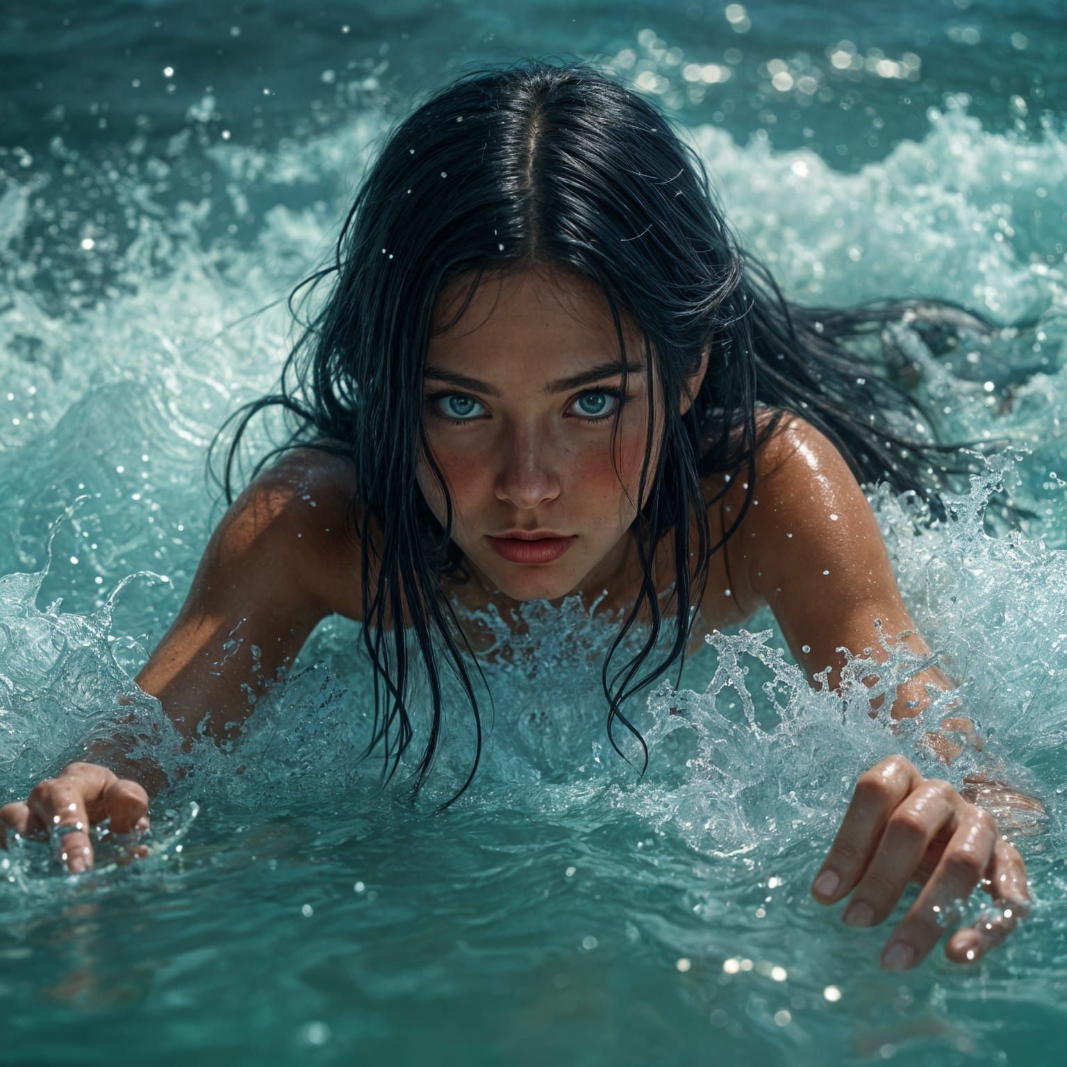 Realistic Mermaid Emerges from the Depths in Vivid Colors